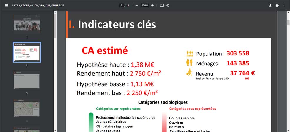 application géomarketing visuel Rapport téléchargeable en format PDF, PPT, et Excel